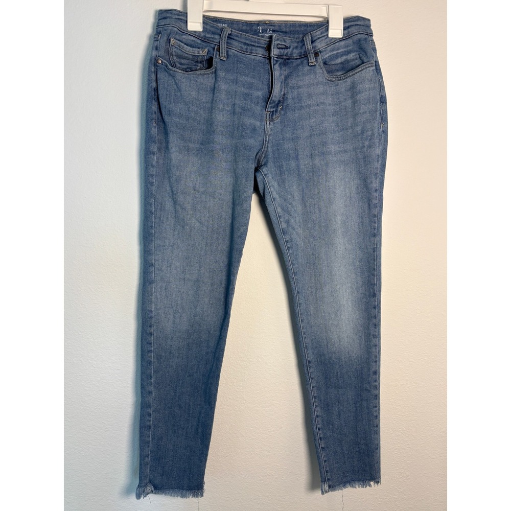 The Limited‎ Skinny Jeans Womens 14 Blue Light Wash Raw Frayed Hem Mid Rise